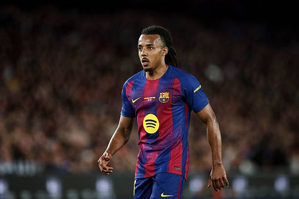 Jules Kounde of FC Barcelona during the La Liga EA Sports 2025/26 match between FC Barcelona and Real Betis Balompie at Spotify Camp Nou Stadium on...