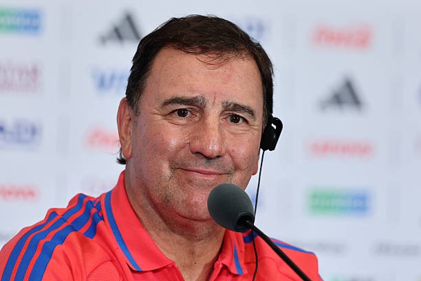 Nestor Lorenzo, Head Coach of Colombia, speaks during the press conference of Columbia one day ahead of the FIFA World Cup 2026 Group K match between...