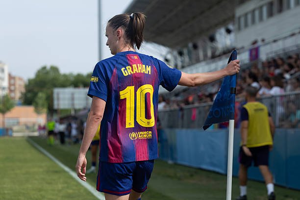 Caroline Graham of FC Barcelona Femenino in action during the finetwork Liga F match between Madrid CFF and FC Barcelona Femenino Estadio Fernando...