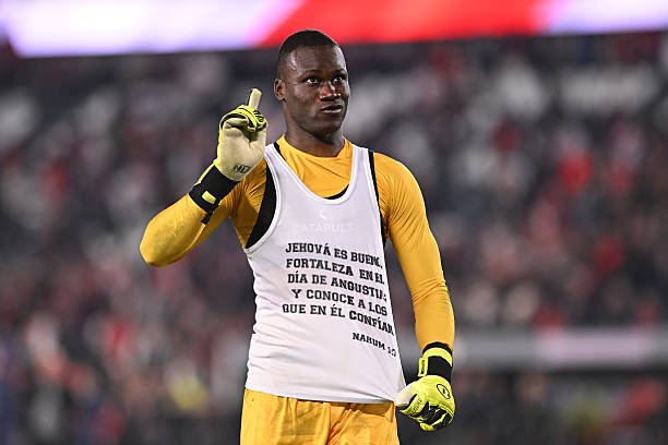 Weimar Asprilla of Independiente Santa Fe celebrates after his team defeated River Plate in a penalty shootout following the CONMEBOL Sudamericana...