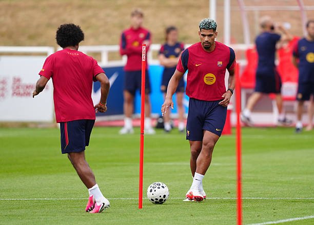 Ronald Araujo of Barcelona during a training session at St. George's Park, Burton-on-Trent Picture date: Thursday July 30, 2026.