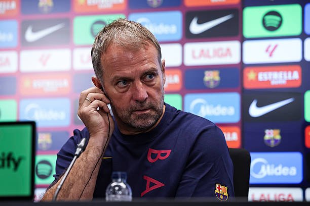Hansi Flick, head coach of FC Barcelona, attends his press conference during the training day of FC Barcelona ahead the Spanish League, LaLiga EA...