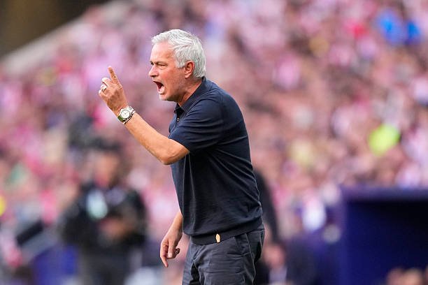 Jose Mourinho head coach of Real Madrid reacts during the LaLiga EA Sports 2026/27 match between Atletico de Madrid and Real Madrid at Riyadh Air...